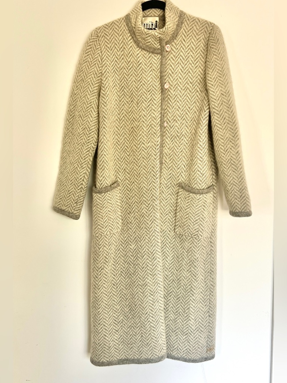 Margaret Howell Wool Mohair Herringbone Coat Minimal Long M